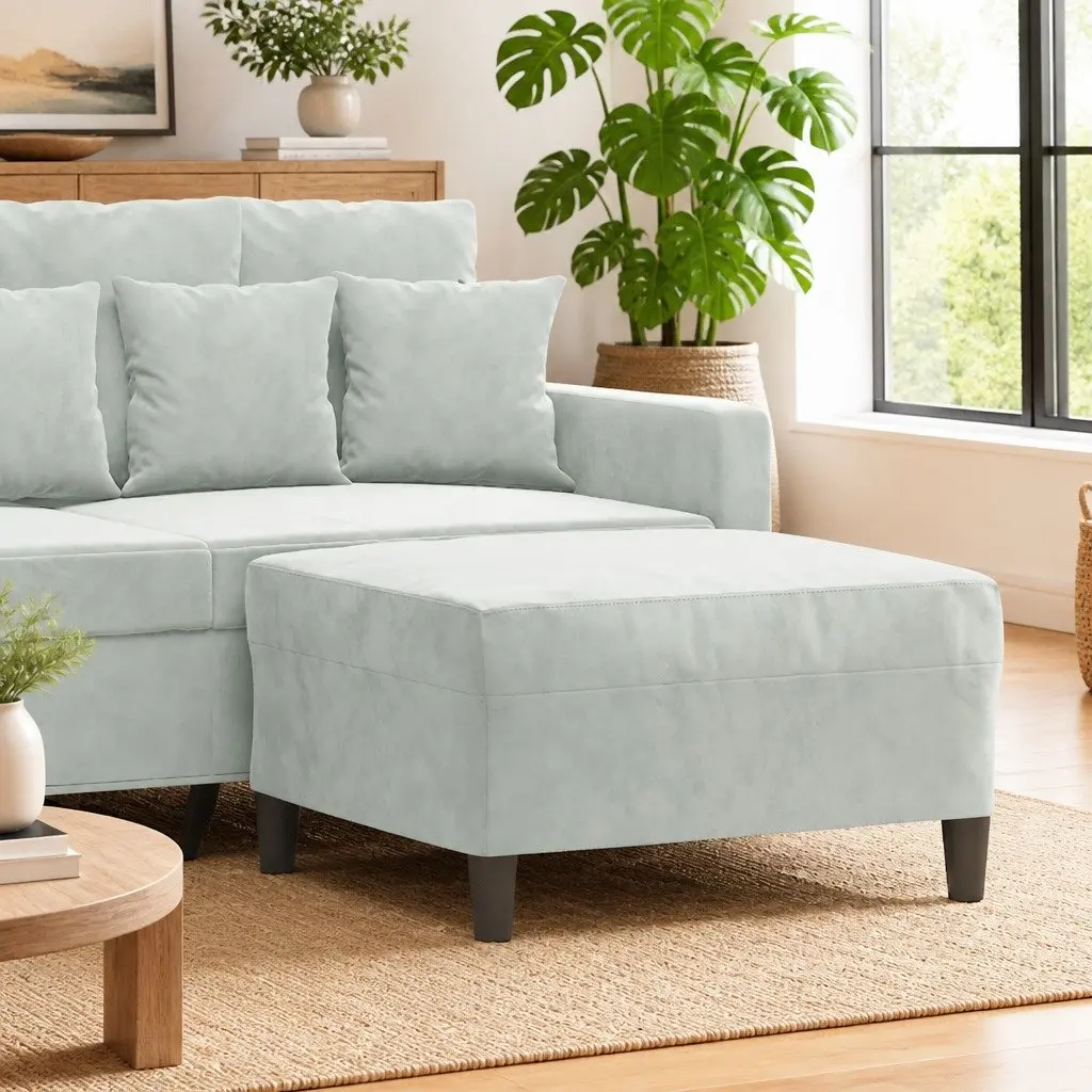 Footstool Ottoman Foot Rest 70x55x41 cm Light Grey Velvet