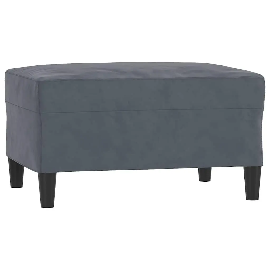 Footstool Grey Velvet Upholstered Ottoman Compact Living Room Furniture Seat