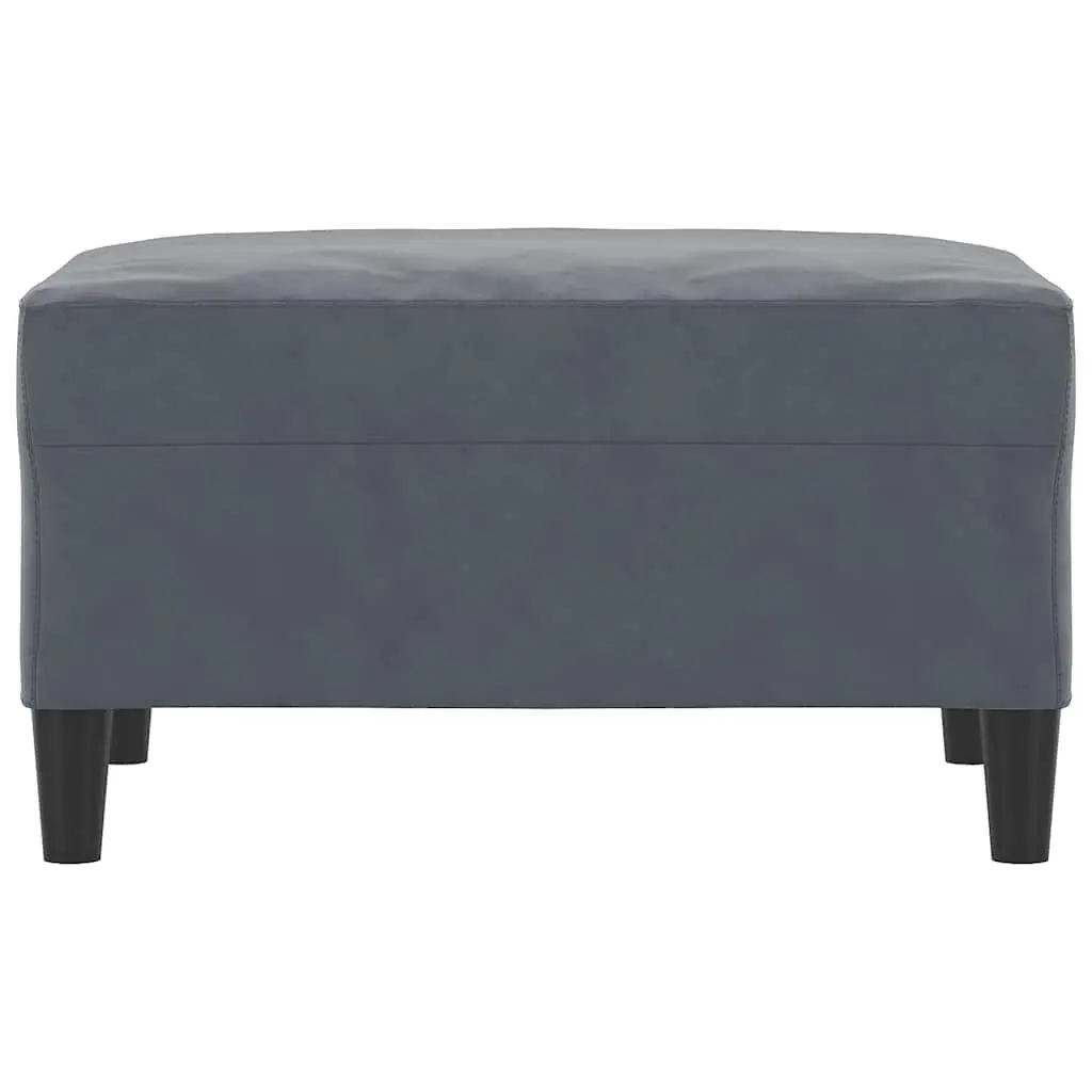 Footstool Grey Velvet Upholstered Ottoman Compact Living Room Furniture Seat