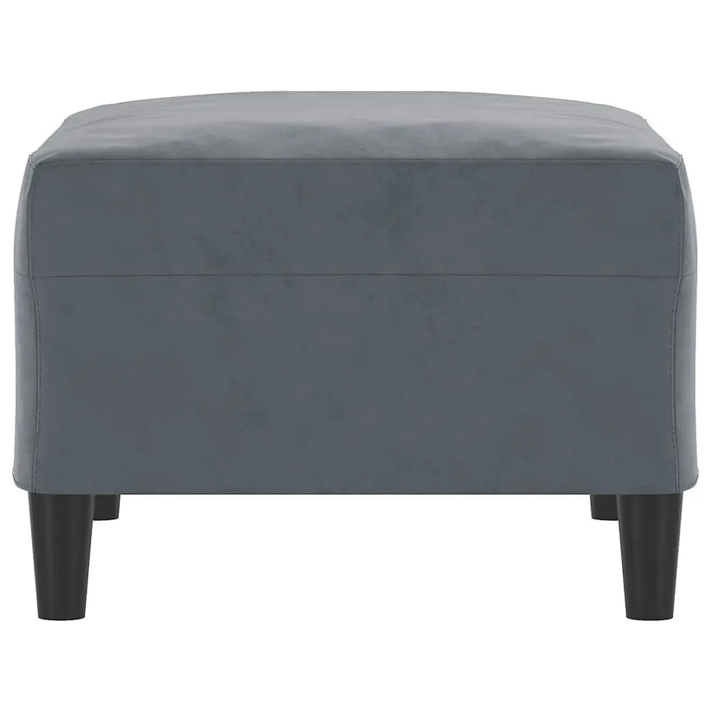 Footstool Grey Velvet Upholstered Ottoman Compact Living Room Furniture Seat
