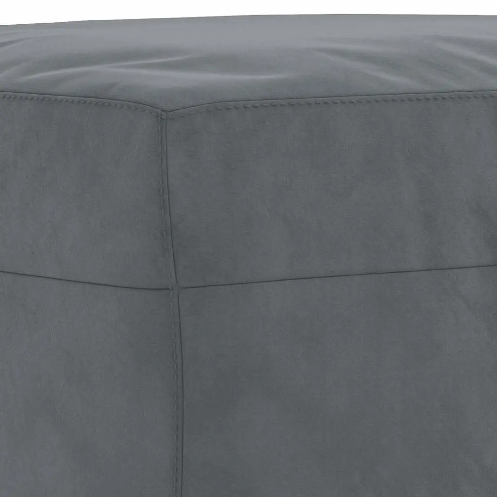 Footstool Grey Velvet Upholstered Ottoman Compact Living Room Furniture Seat