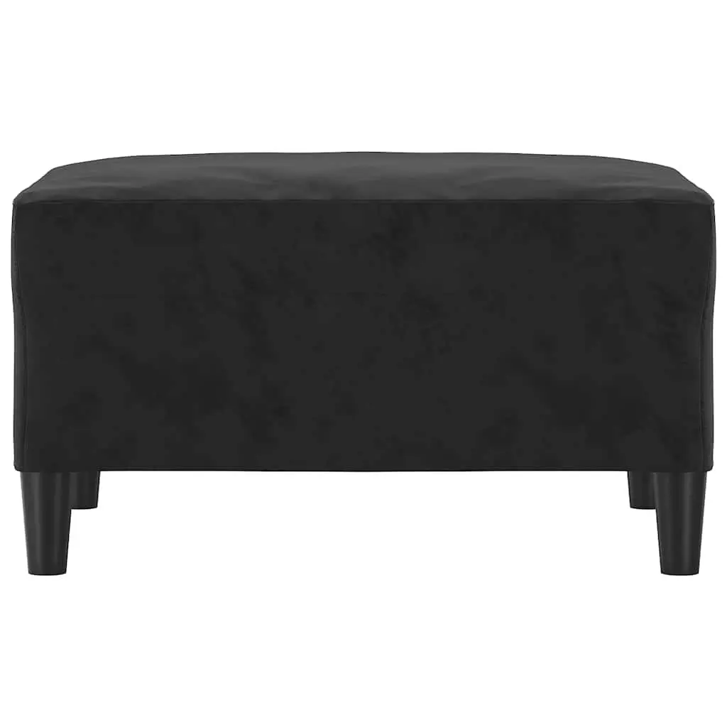 Ottoman Footstool Footrest Compact Black Velvet Furniture