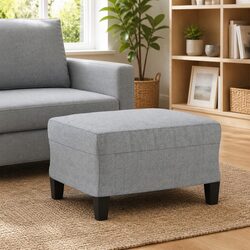 Light Grey Fabric Footstool: Practical and Valuable Addition
