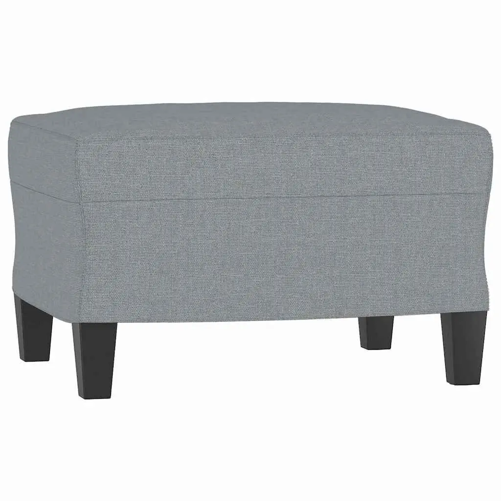 Footstool Light Grey Fabric Ottoman Foot Rest Compact Home Living Room Furniture