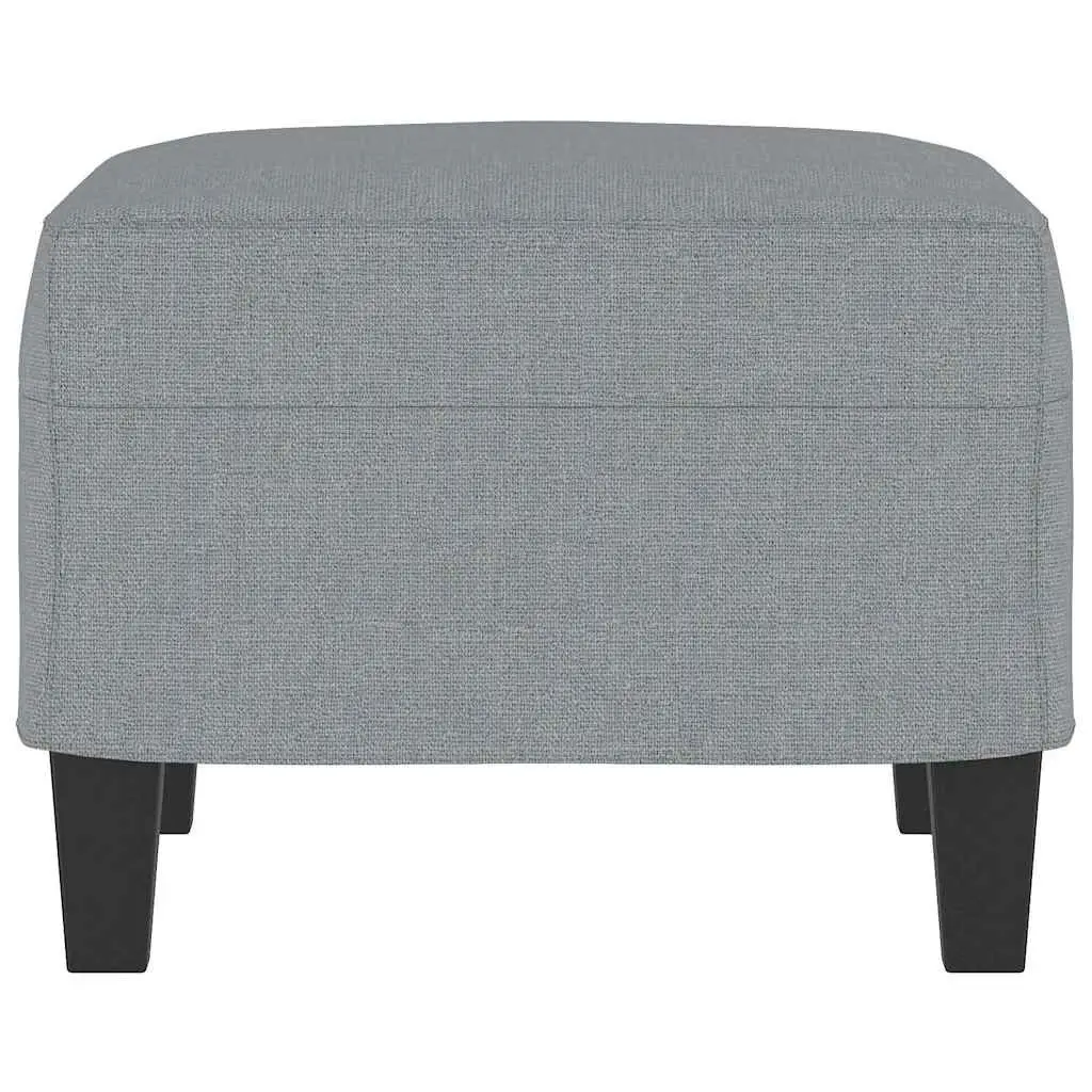 Footstool Light Grey Fabric Ottoman Foot Rest Compact Home Living Room Furniture