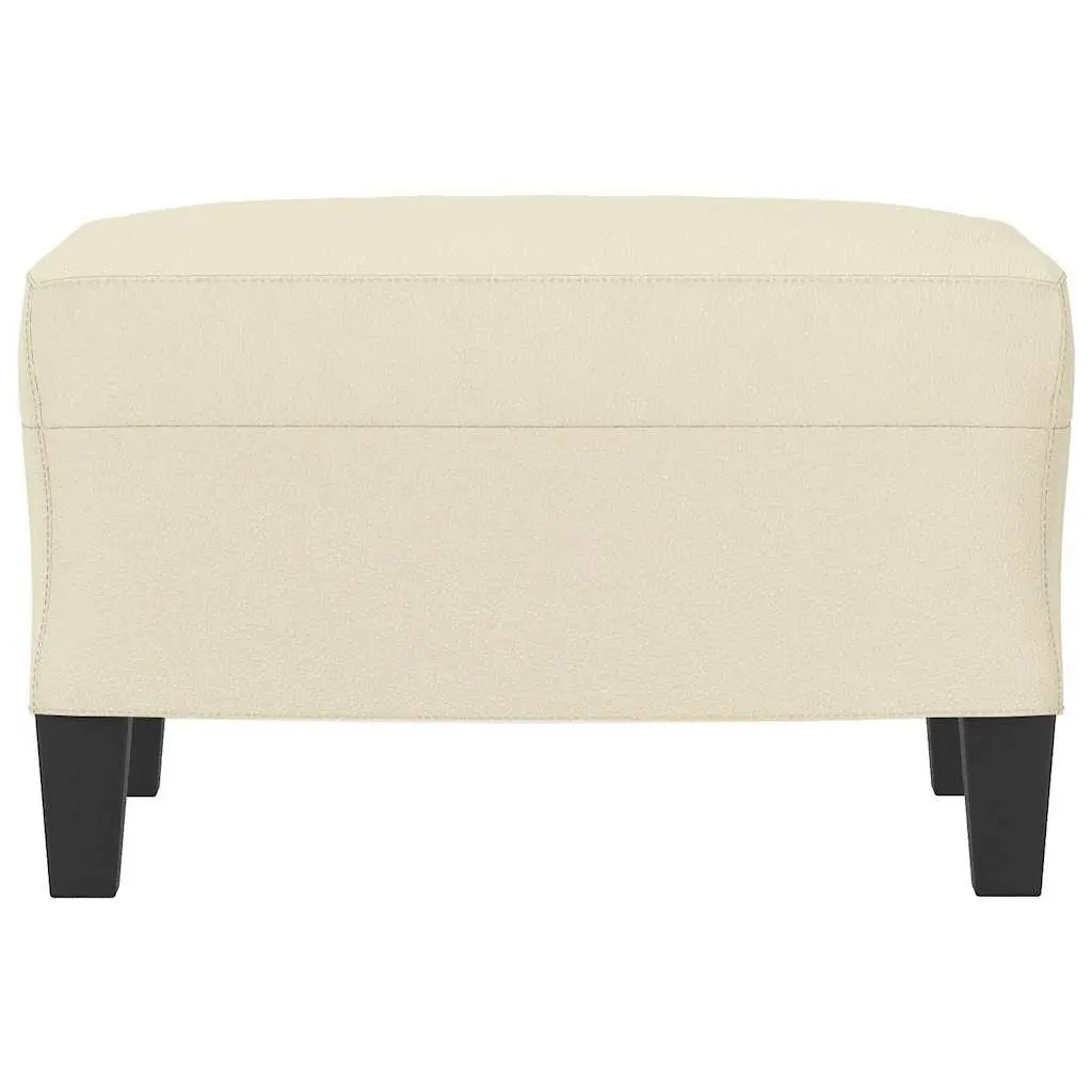 Cream Faux Leather Footstool
