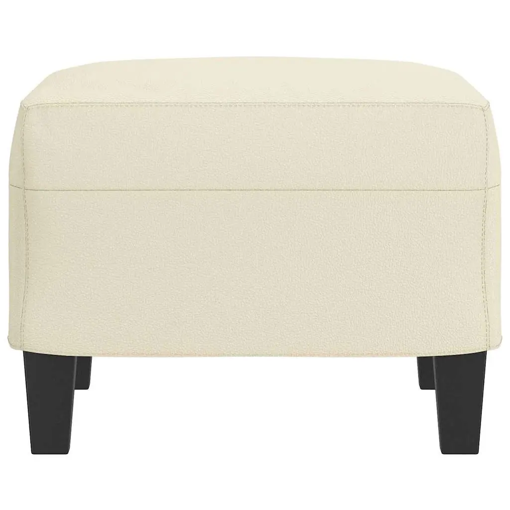 Cream Faux Leather Footstool