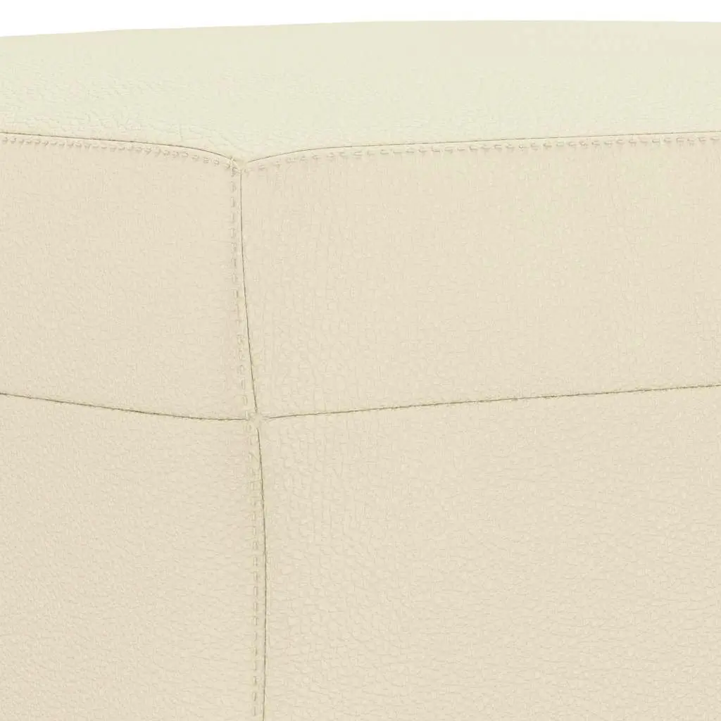 Cream Faux Leather Footstool