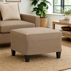 Compact and Stylish Brown Faux Leather Footstool