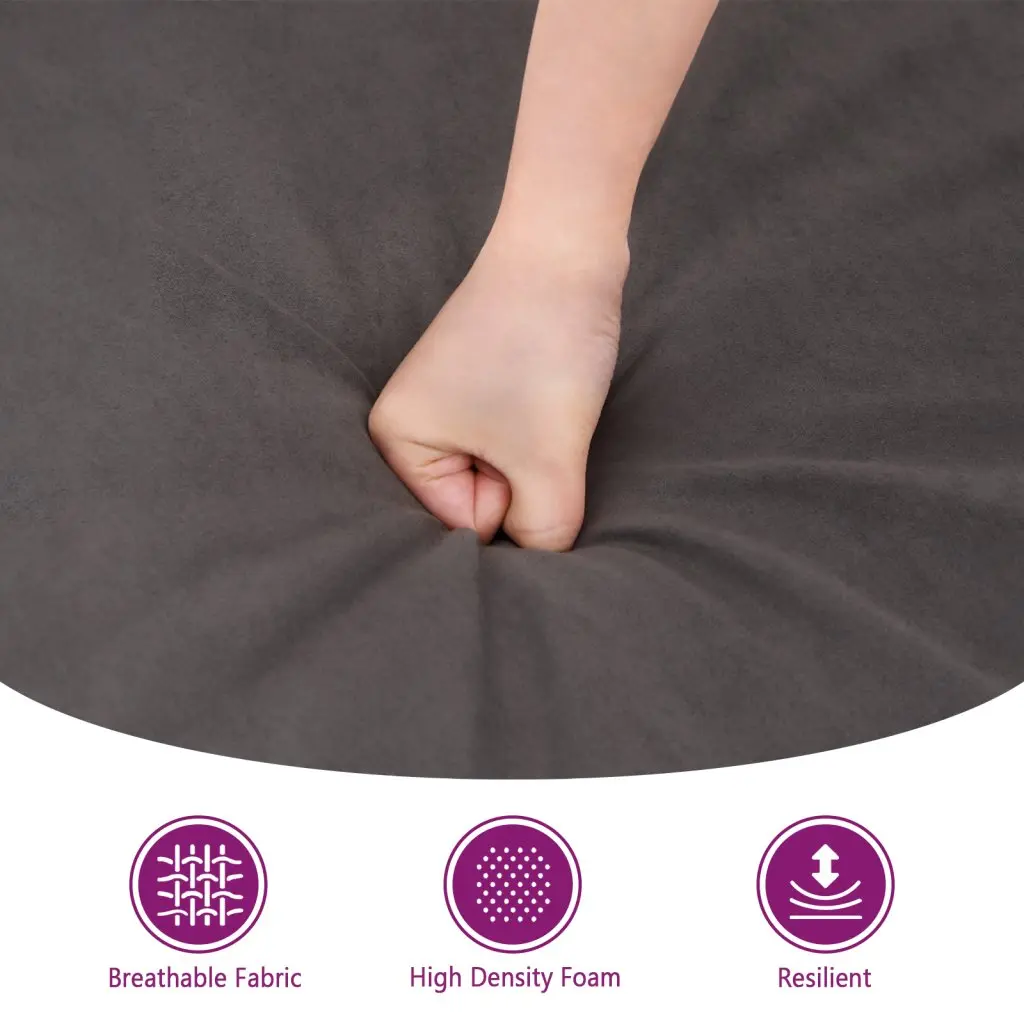 Grey Footstool Modern Microfibre Fabric Foot Rest Stool Compact Living Room