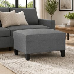 Dark Grey Fabric Footstool Ottoman Footrest Living Room Furniture 70x55x41cm