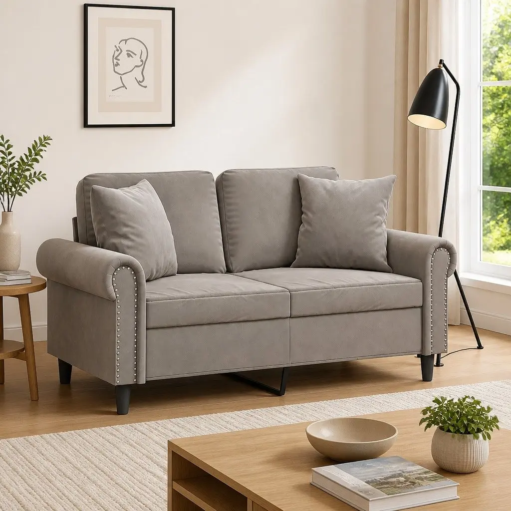 Cushions Velvet Grey 40x40cm Square Throw Pillows 2pcs for Sofa Couch Home Decor
