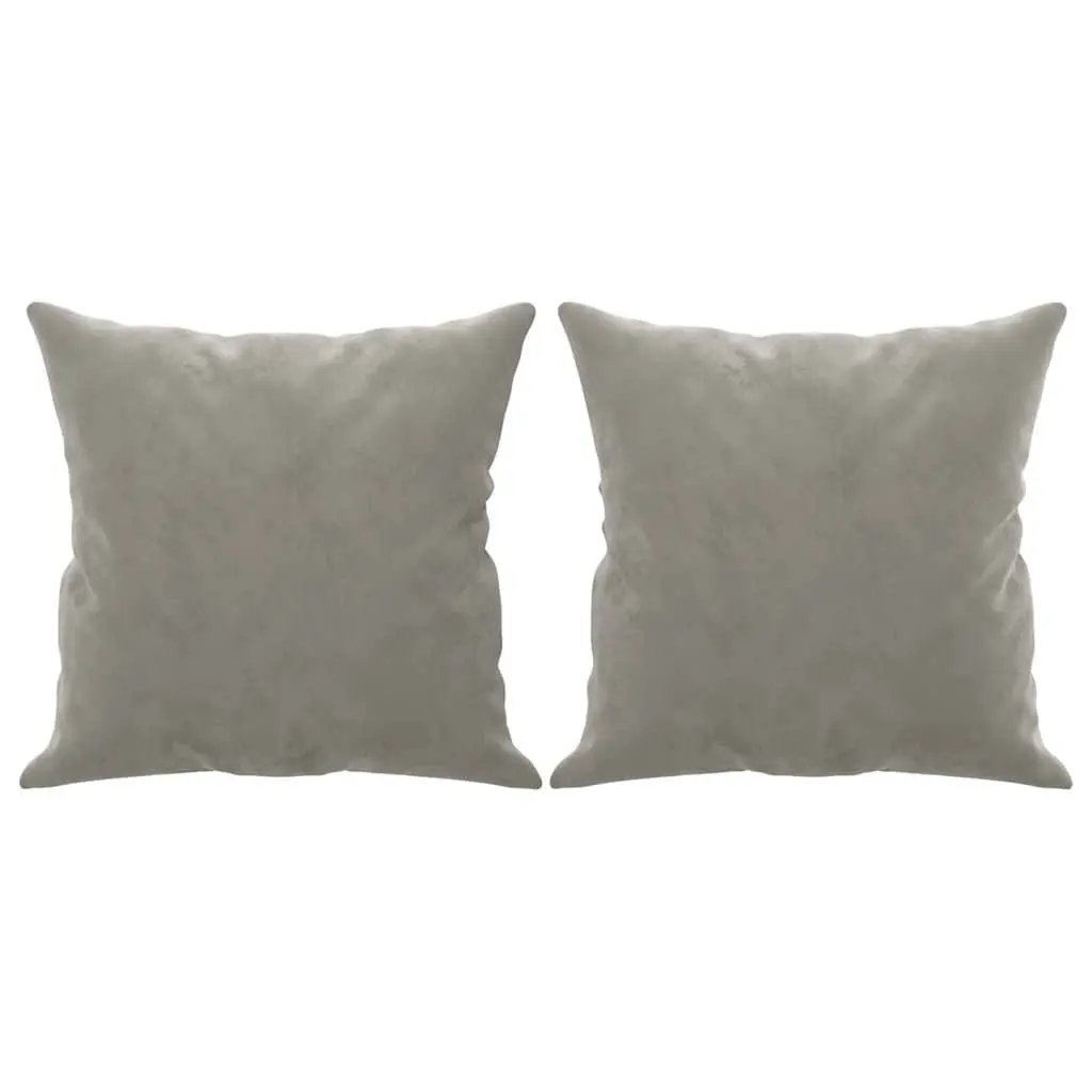 Cushions Velvet Grey 40x40cm Square Throw Pillows 2pcs for Sofa Couch Home Decor