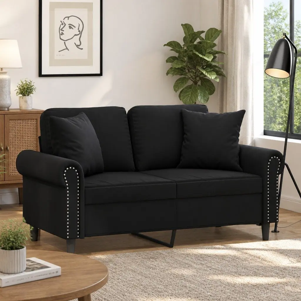 Throw Pillows 2 Pieces Black 40x40 cm Velvet Square Cushions Home Decor Sofa