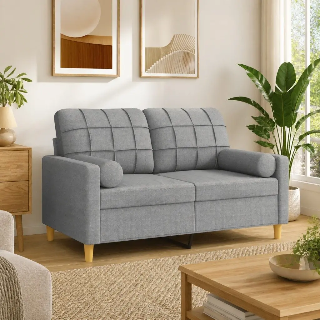 Throw Pillows Decorative Cushions 50 cm Grey Cylinder Roll Bolster 2 Piece