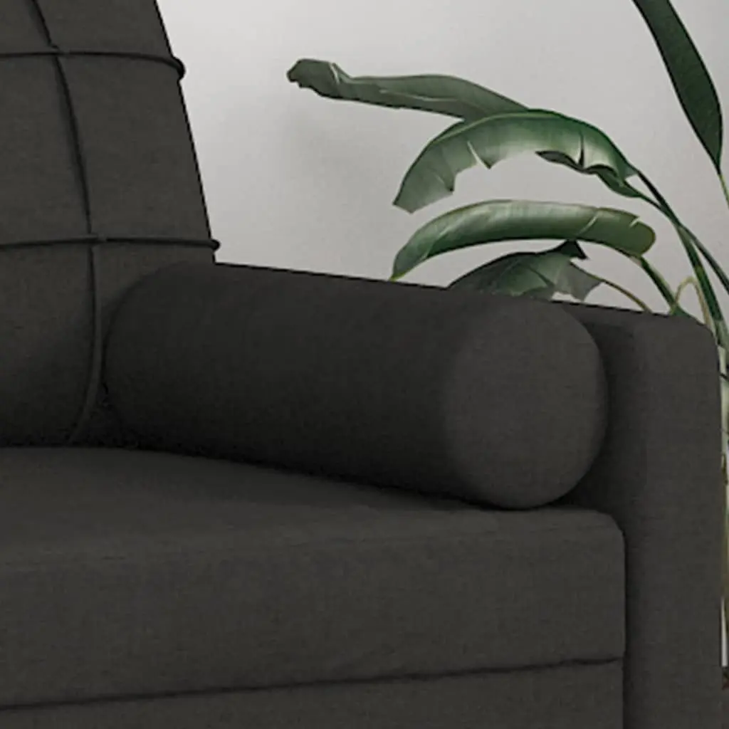 Throw Pillows Decorative Bolster Cylinder 15 cm x 50 cm Black 2 Piece
