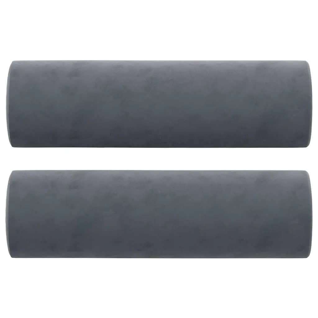 Throw Pillows Cylinder Velvet Bolster Cushions Dark Grey Ø15 x 50 cm 2 pcs