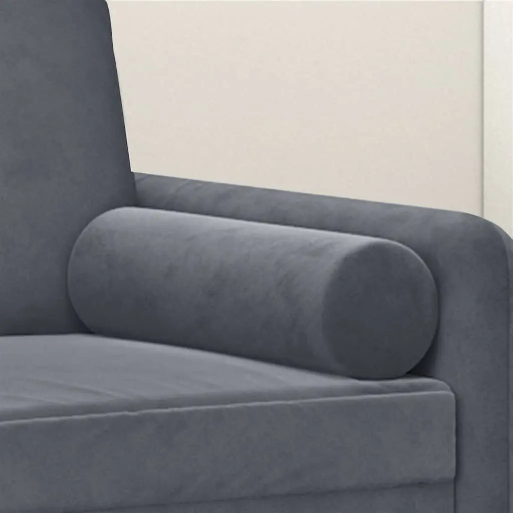 Throw Pillows Cylinder Velvet Bolster Cushions Dark Grey Ø15 x 50 cm 2 pcs