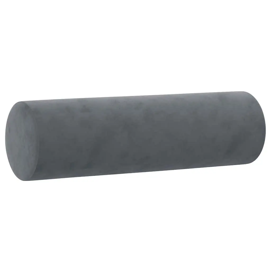 Throw Pillows Cylinder Velvet Bolster Cushions Dark Grey Ø15 x 50 cm 2 pcs