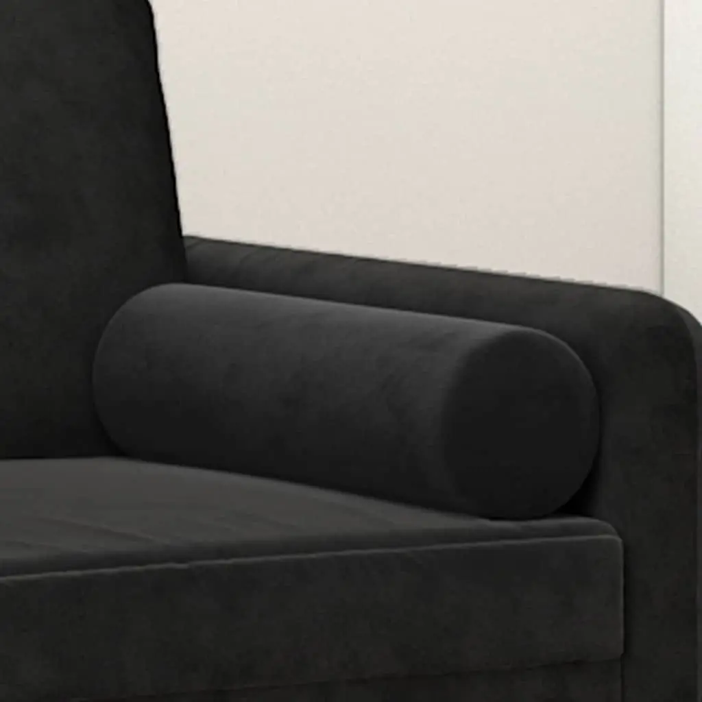 Throw Pillows Decorative Black Velvet Cylinder Bolster 2 Piece