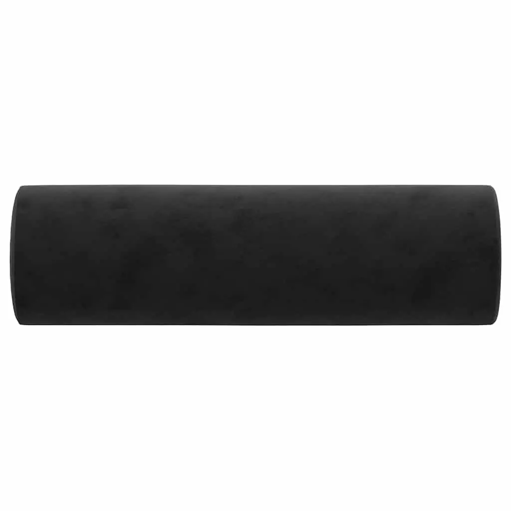 Throw Pillows Decorative Black Velvet Cylinder Bolster 2 Piece