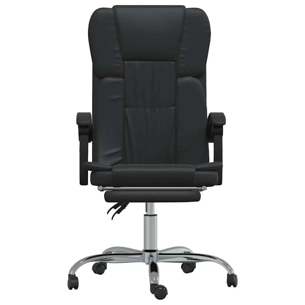 Black Faux Leather Swivel Desk Chair Adjustable Height Reclining Office Furniture