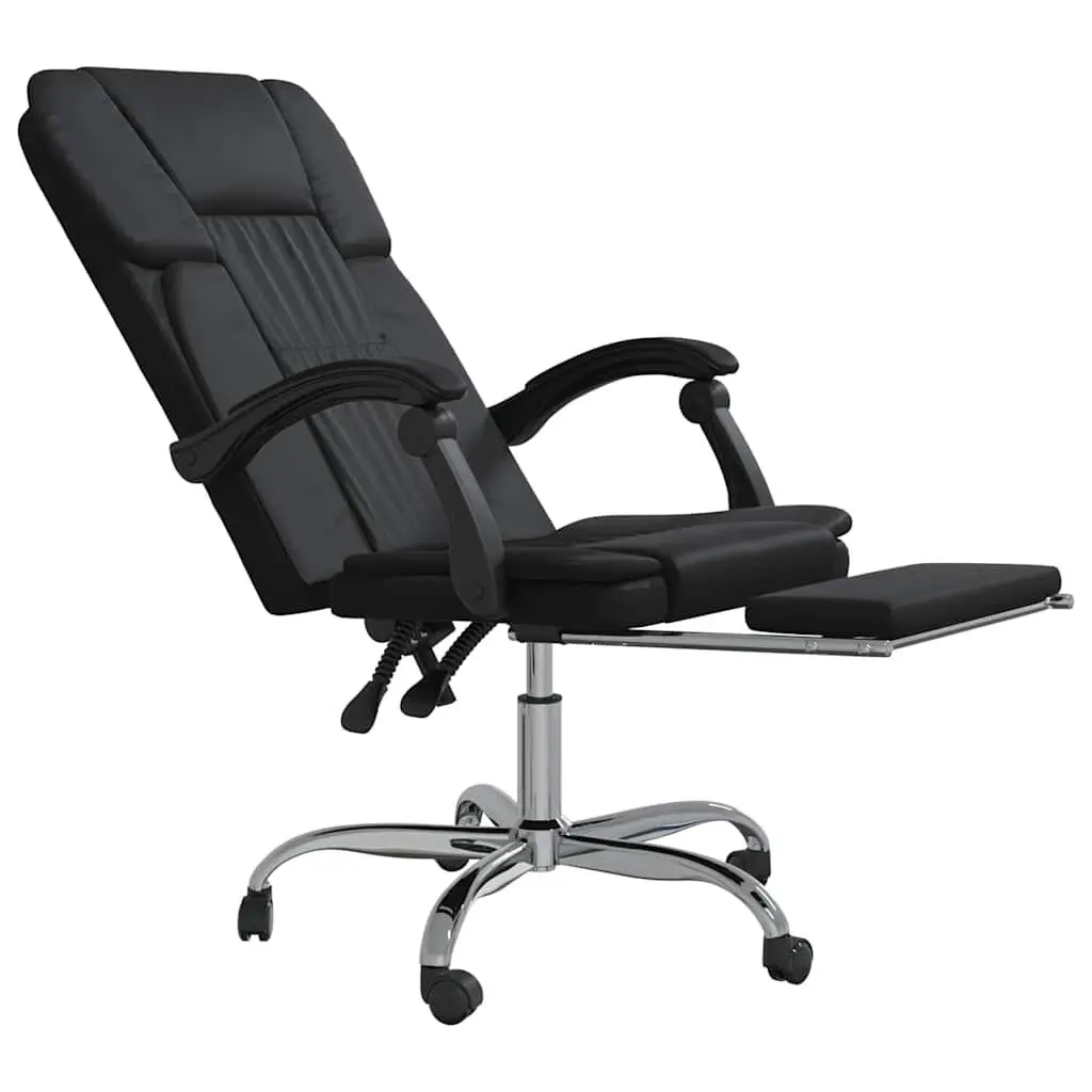 Black Faux Leather Swivel Desk Chair Adjustable Height Reclining Office Furniture