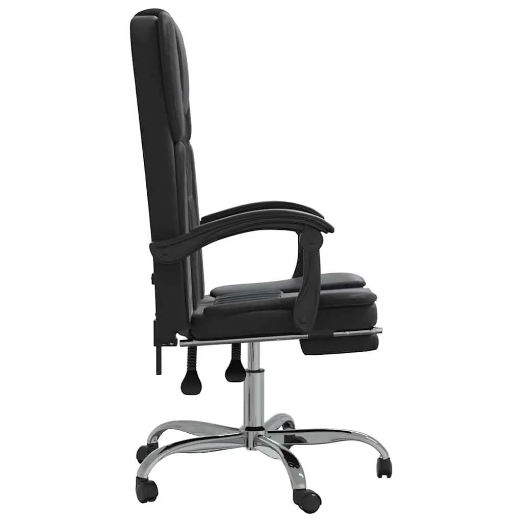 Black Faux Leather Swivel Desk Chair Adjustable Height Reclining Office Furniture