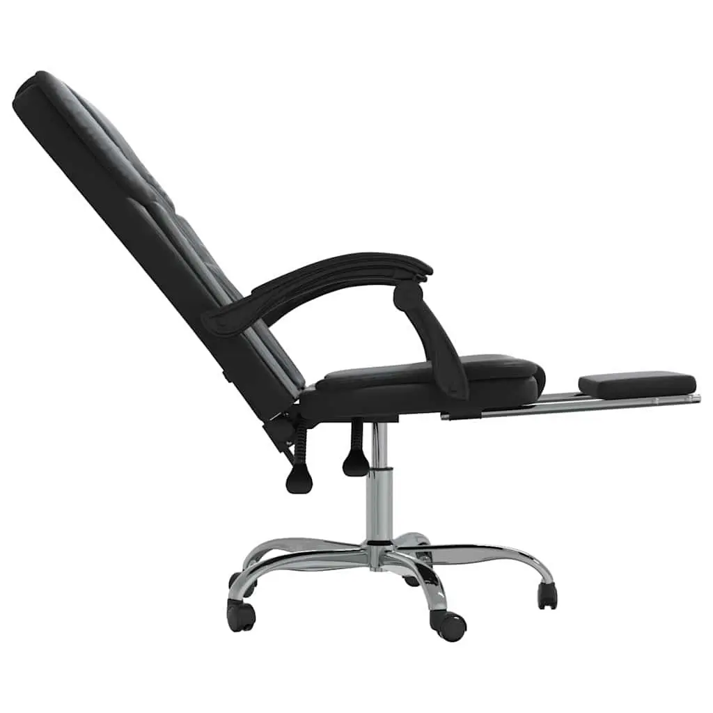 Black Faux Leather Swivel Desk Chair Adjustable Height Reclining Office Furniture