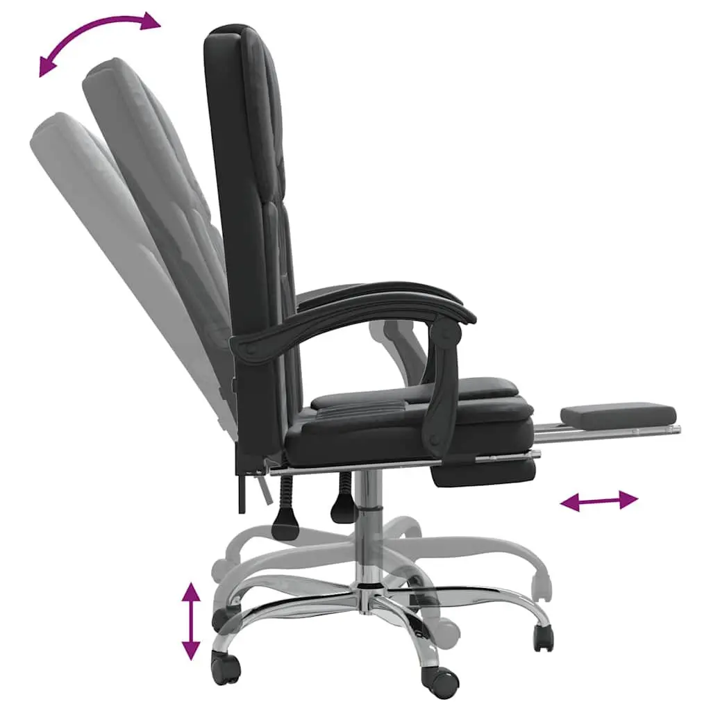 Black Faux Leather Swivel Desk Chair Adjustable Height Reclining Office Furniture