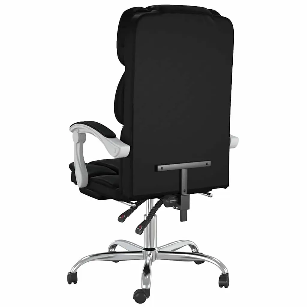 Reclining Office Chair Adjustable Backrest Height Swivel Black Faux Leather