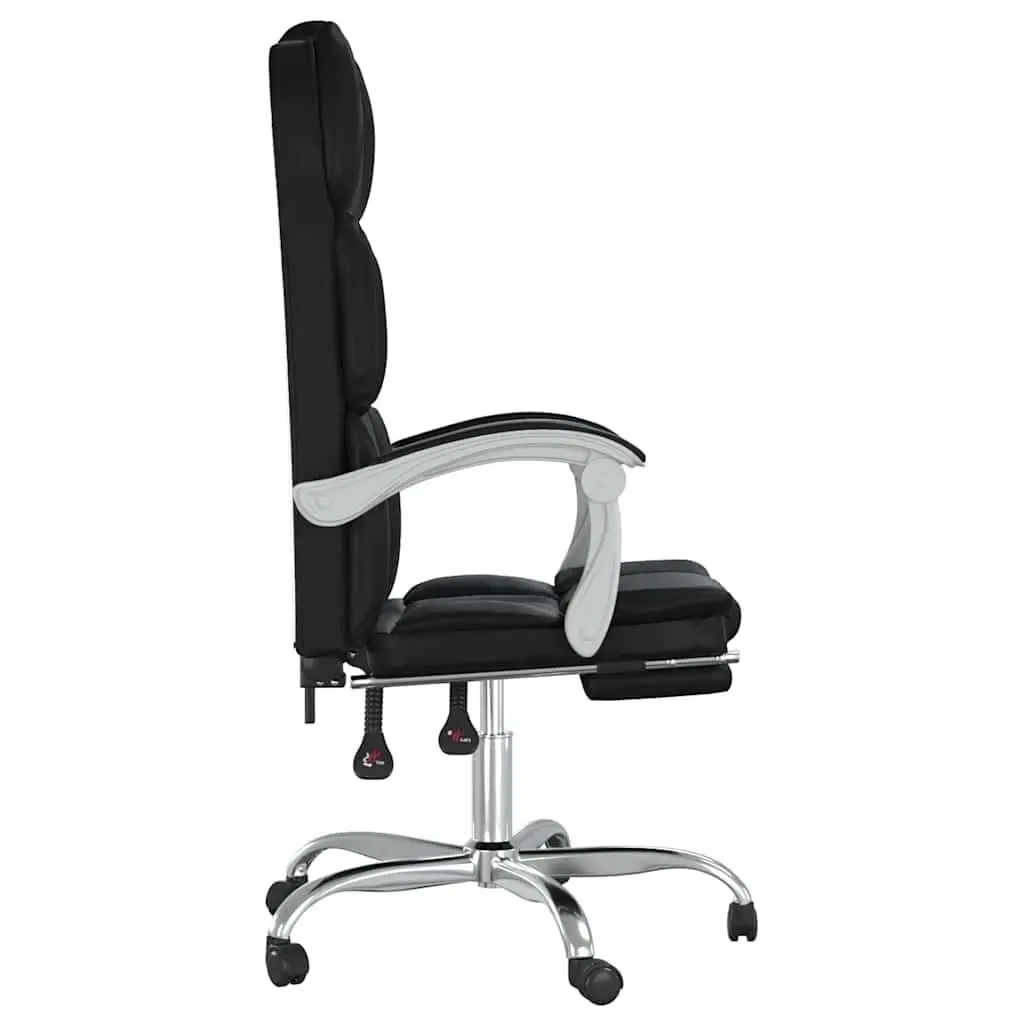 Reclining Office Chair Adjustable Backrest Height Swivel Black Faux Leather