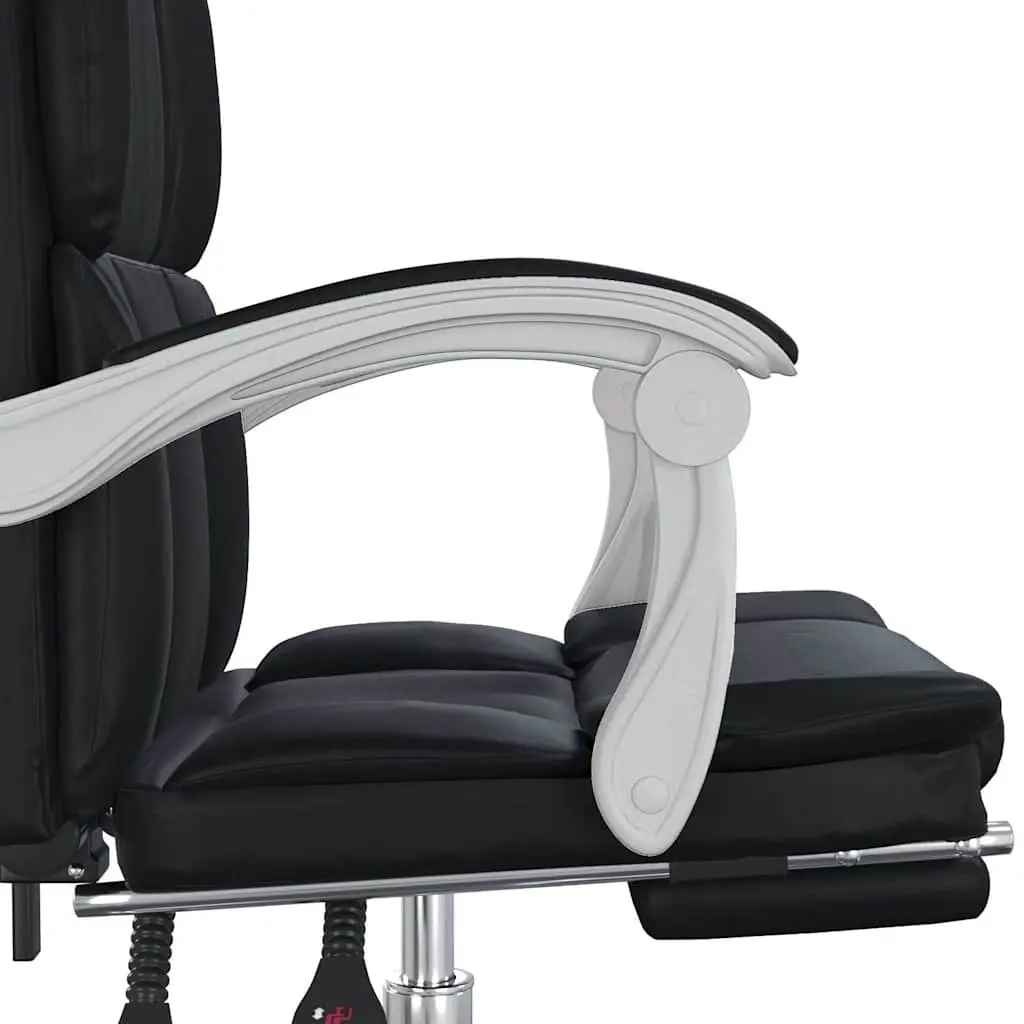 Reclining Office Chair Adjustable Backrest Height Swivel Black Faux Leather