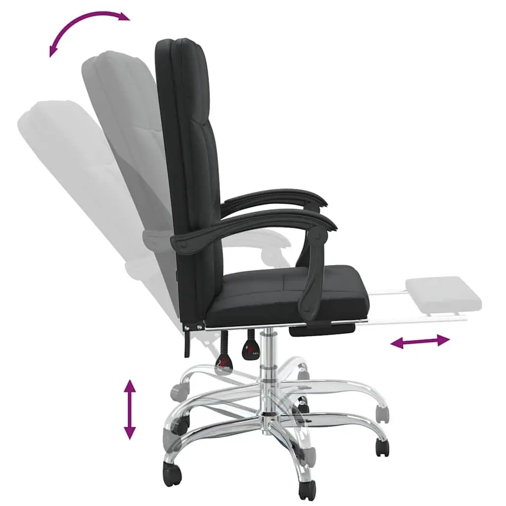 Reclining Office Chair Black Faux Leather Adjustable Height Backrest Swivel Desk