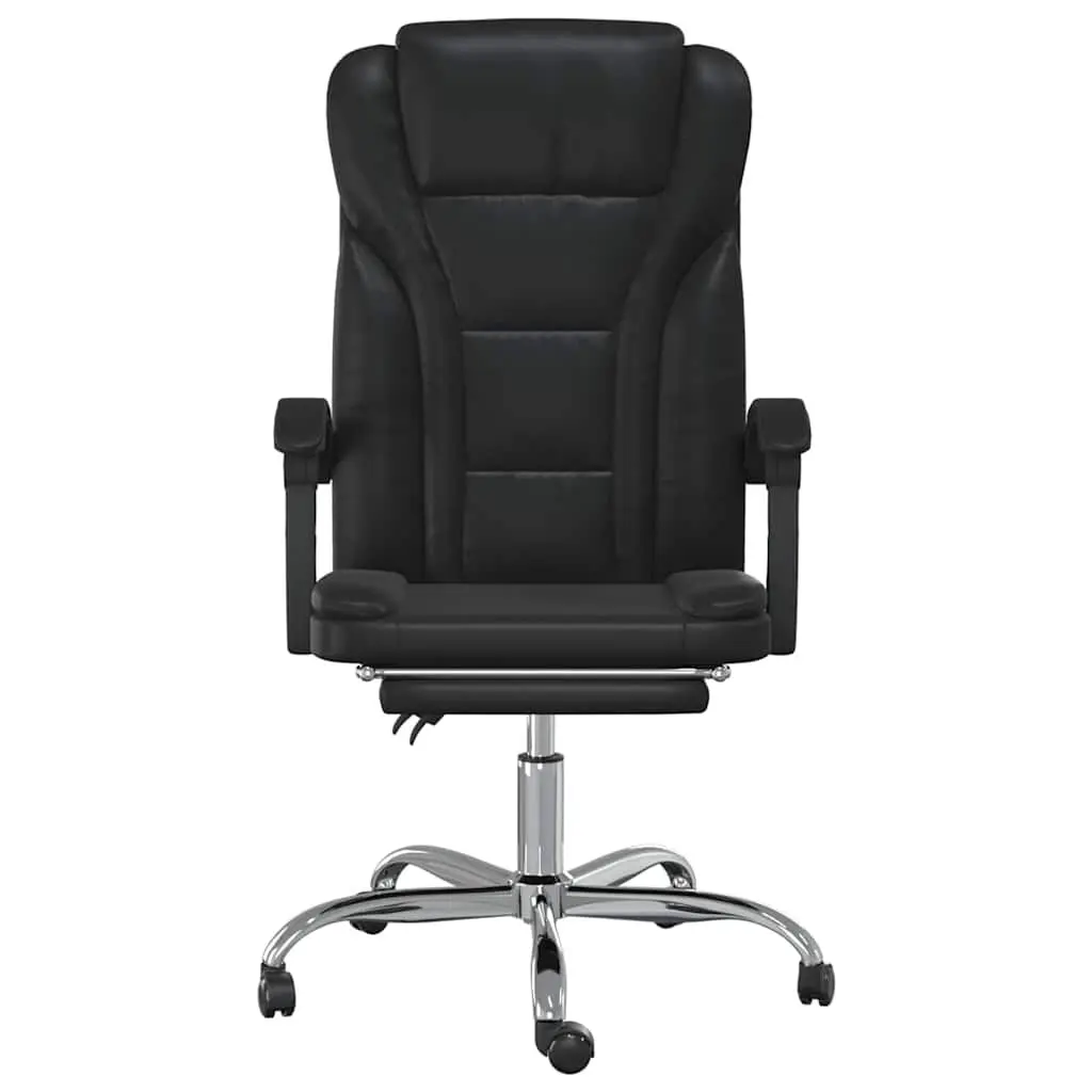 Office Chair Black Faux Leather Recliner Adjustable Backrest Swivel Desk Seat