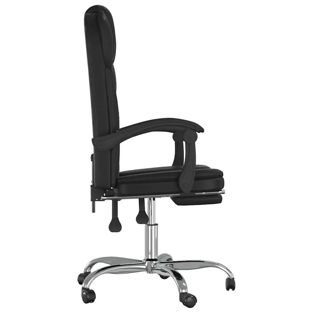 Office Chair Black Faux Leather Recliner Adjustable Backrest Swivel Desk Seat