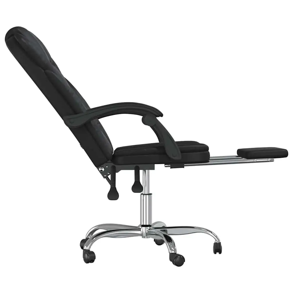 Office Chair Black Faux Leather Recliner Adjustable Backrest Swivel Desk Seat