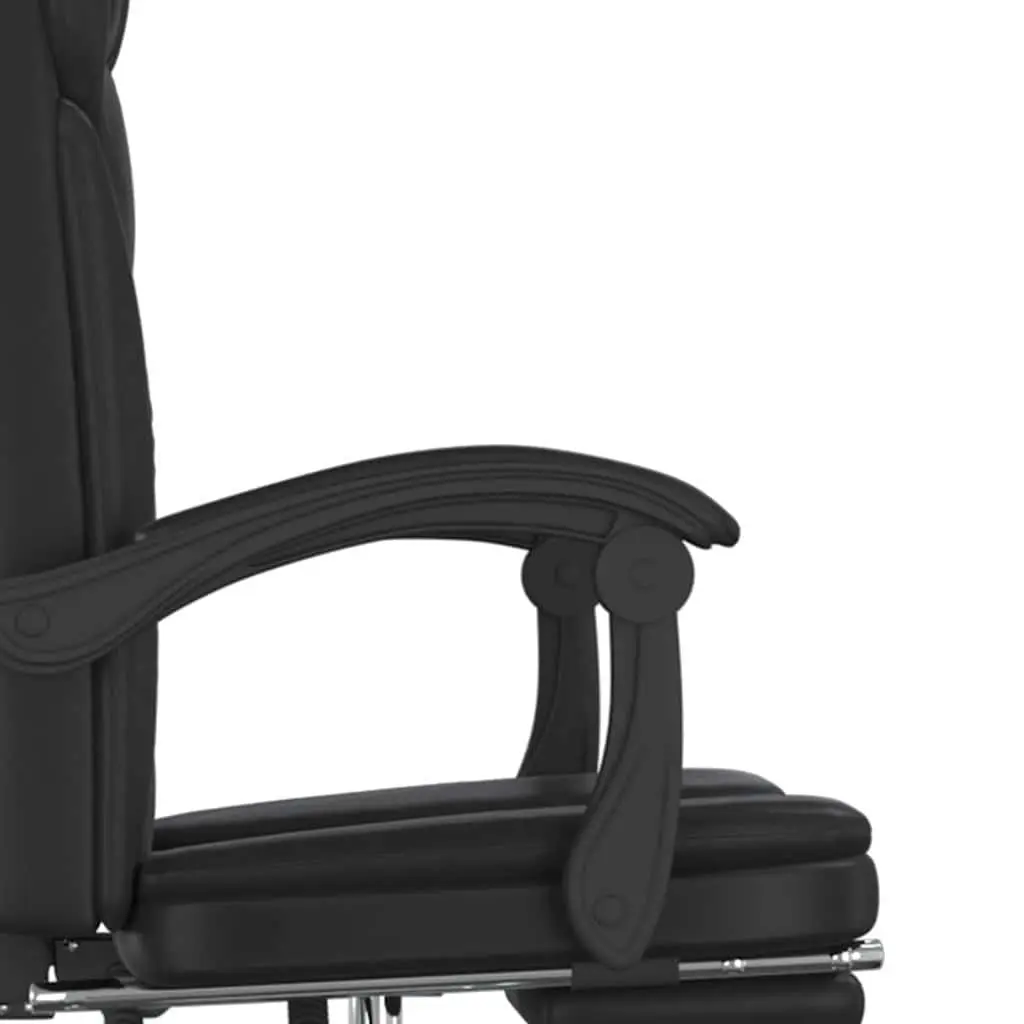Office Chair Black Faux Leather Recliner Adjustable Backrest Swivel Desk Seat