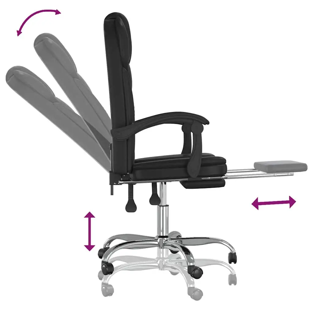 Office Chair Black Faux Leather Recliner Adjustable Backrest Swivel Desk Seat
