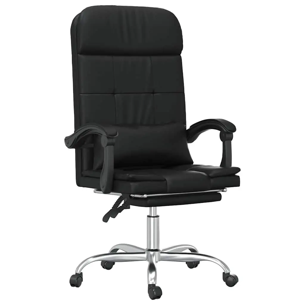 Massage Reclining Office Chair Adjustable Backrest Black Faux Leather