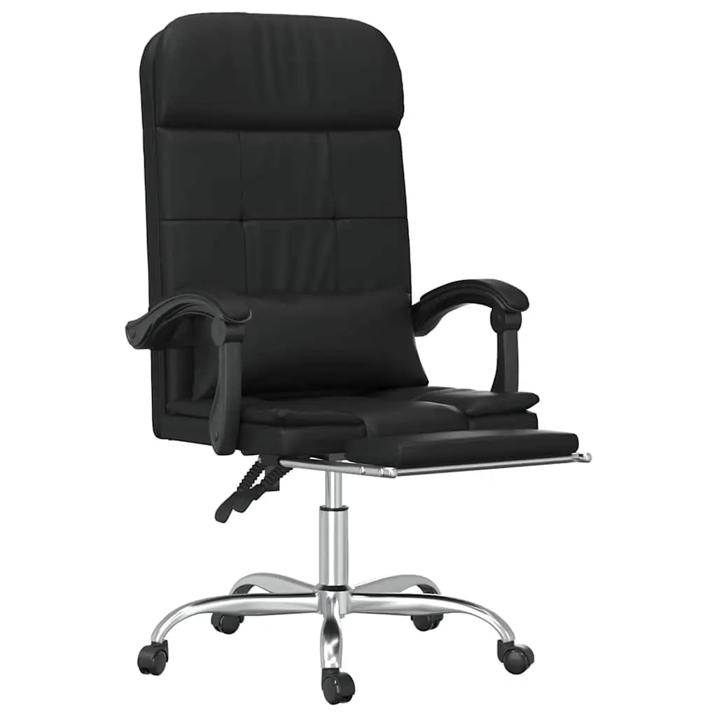 Massage Reclining Office Chair Adjustable Backrest Black Faux Leather