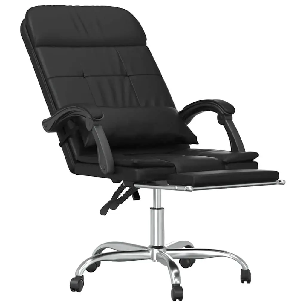 Massage Reclining Office Chair Adjustable Backrest Black Faux Leather