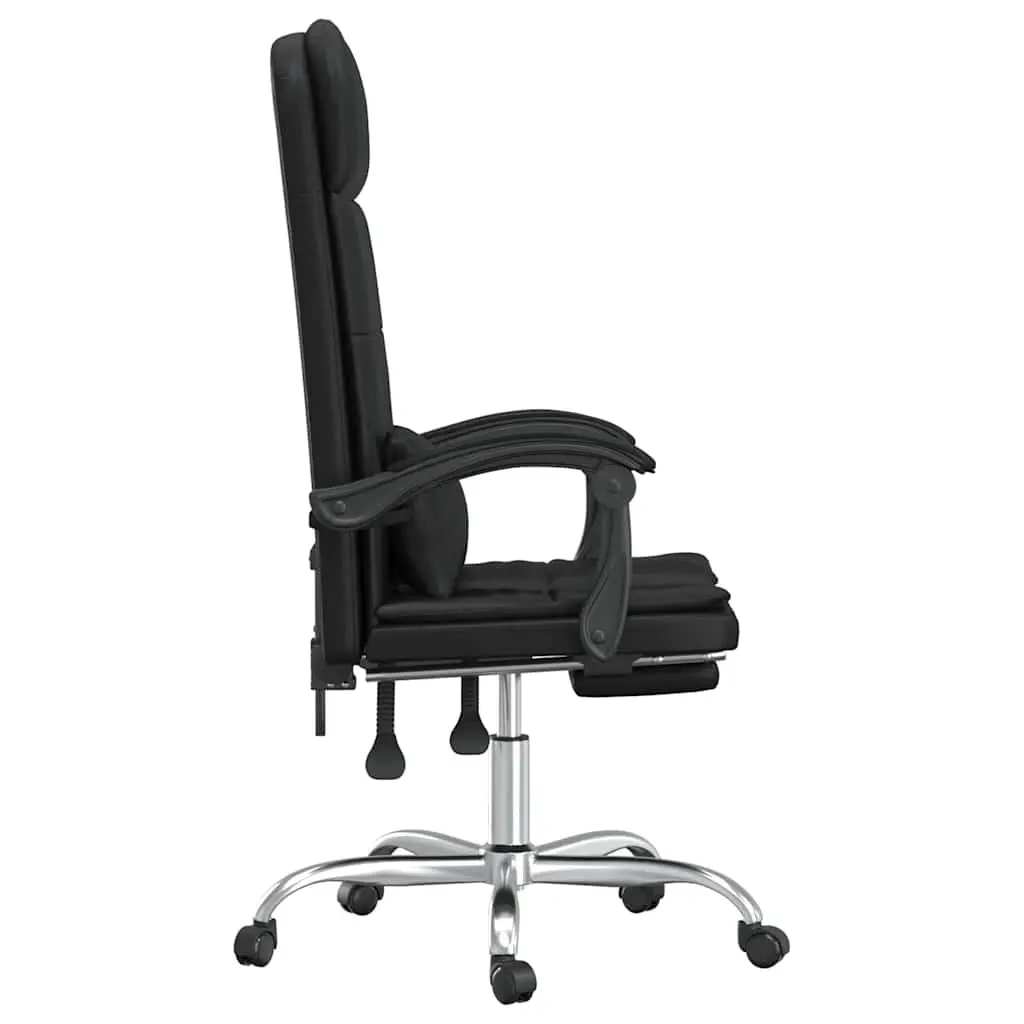Massage Reclining Office Chair Adjustable Backrest Black Faux Leather