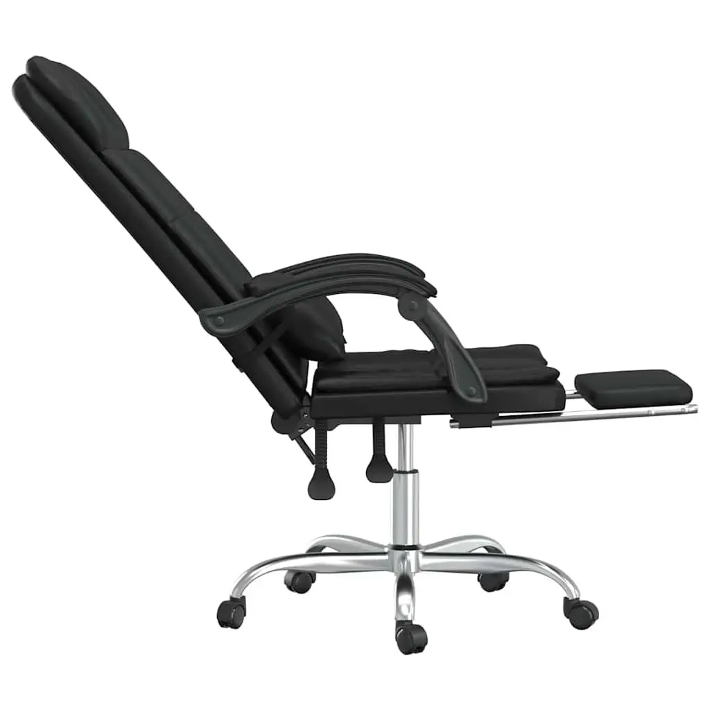Massage Reclining Office Chair Adjustable Backrest Black Faux Leather