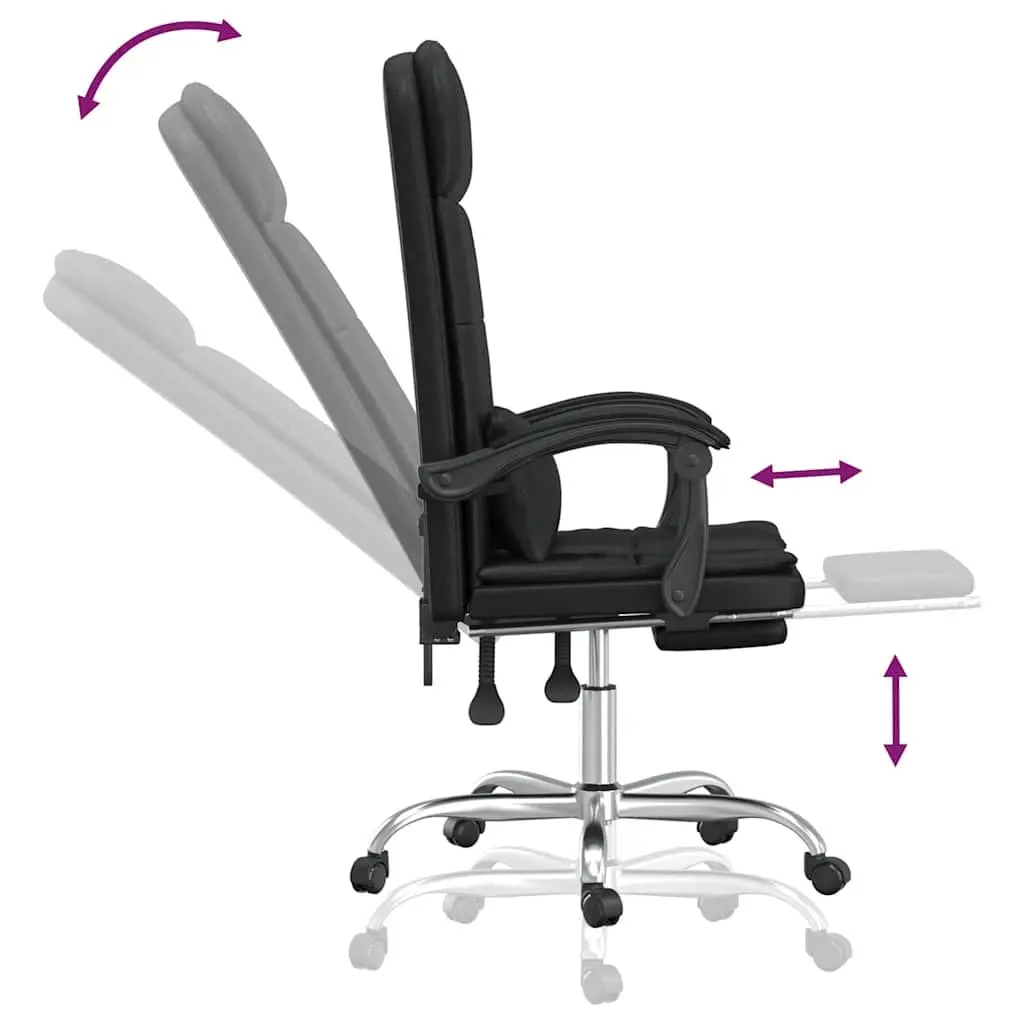 Massage Reclining Office Chair Adjustable Backrest Black Faux Leather