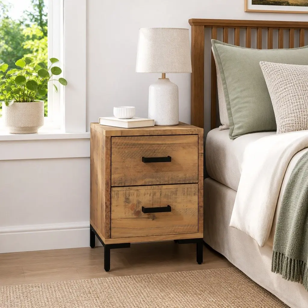 Bedside Cabinet Storage Table Solid Pinewood Brown 36x30x45 cm
