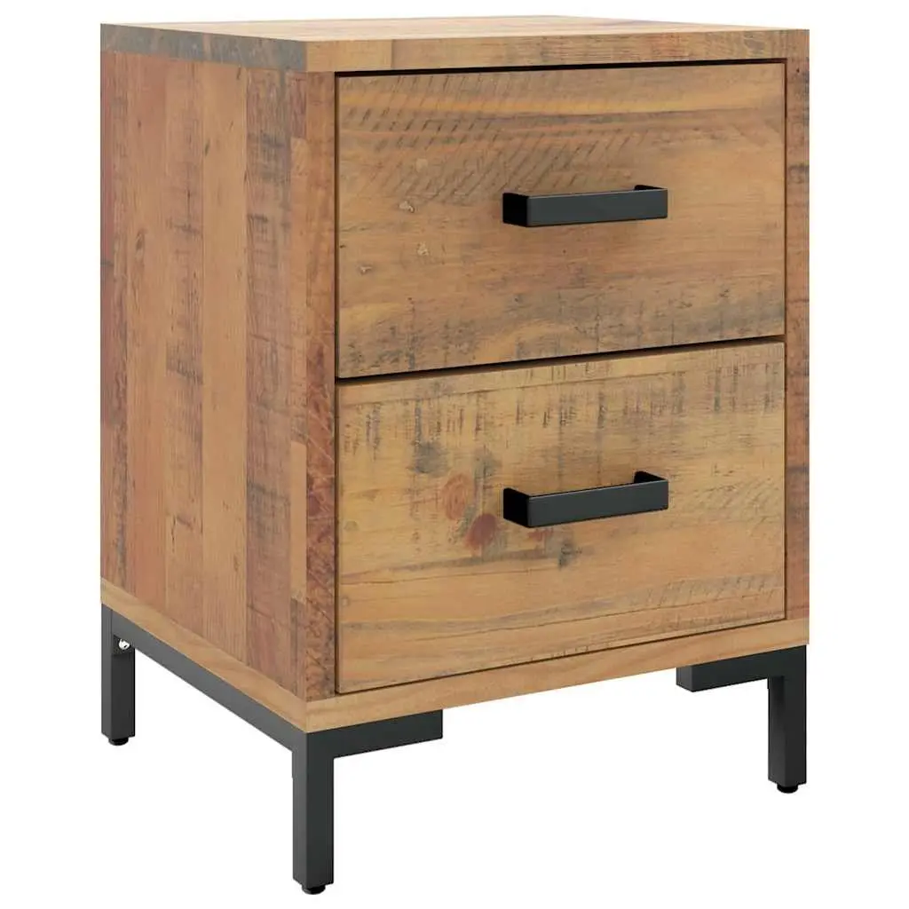Bedside Cabinet Storage Table Solid Pinewood Brown 36x30x45 cm