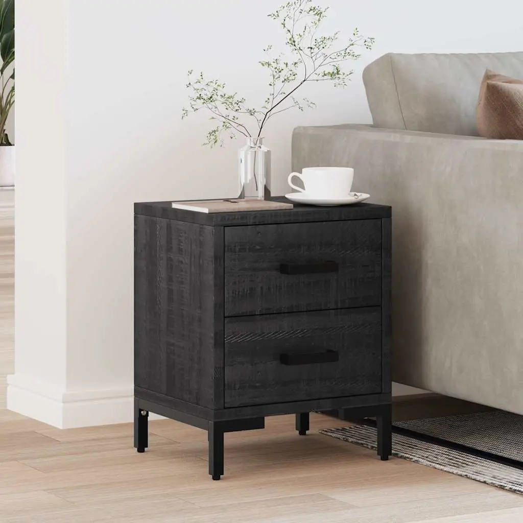 Bedside Cabinet Storage Drawers 36x30x45 cm Black Solid Pinewood