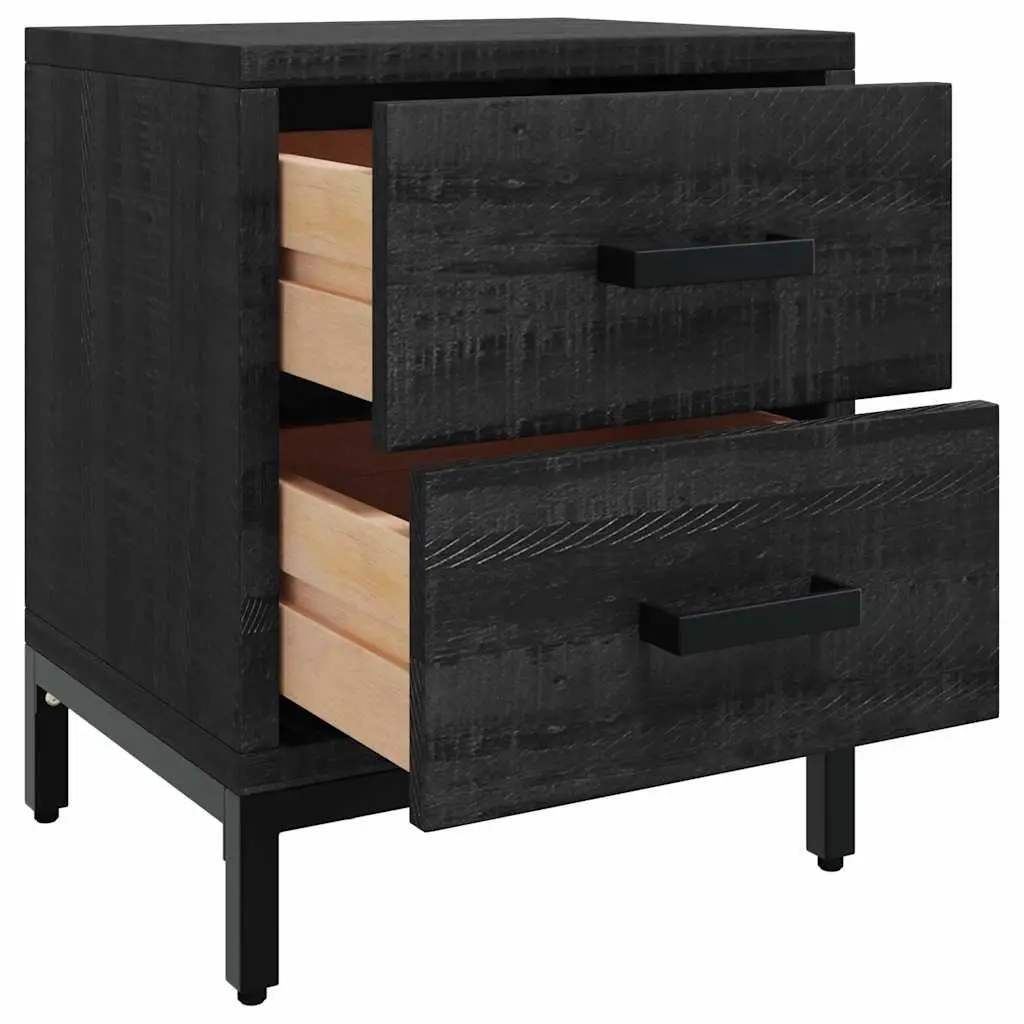 Bedside Cabinet Storage Drawers 36x30x45 cm Black Solid Pinewood