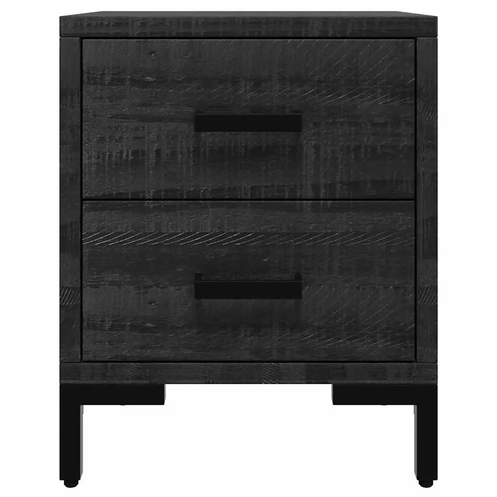 Bedside Cabinet Storage Drawers 36x30x45 cm Black Solid Pinewood